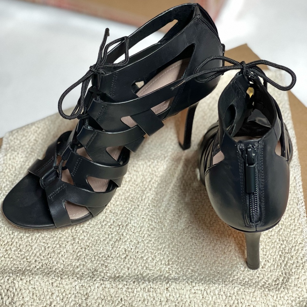 Pour La Victoire Black Strappy Heels.